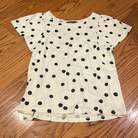 Generation Love Woman’s White Polka Dot Tee Size S - Picture 1 of 6